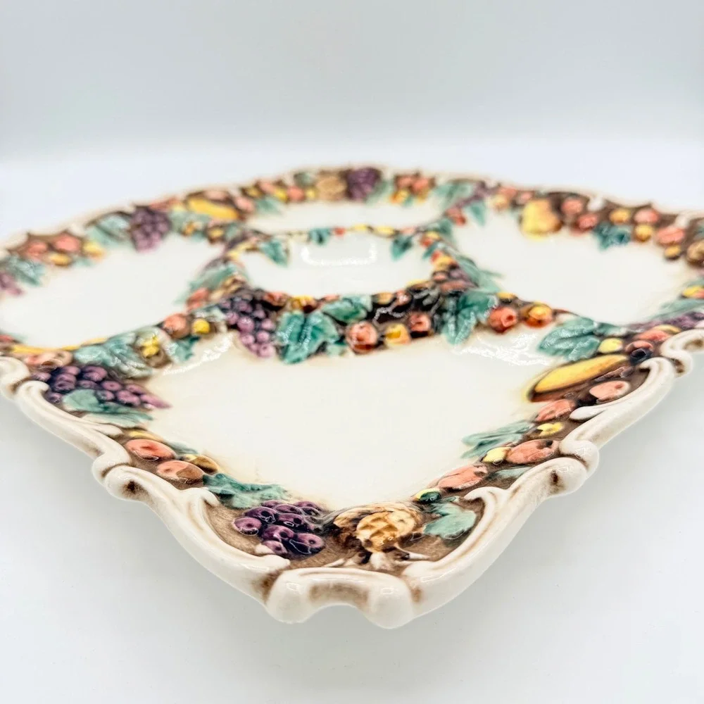 Vintage Lefton Della Robbia Fruit Divided Relish Platter Model 1961 13